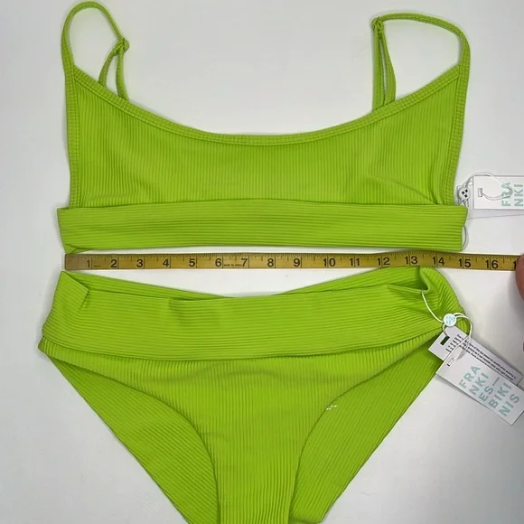 NWT Frankie’s Bikinis Gavin Ribbed bikini set XL neon green - Picture 7 of 16